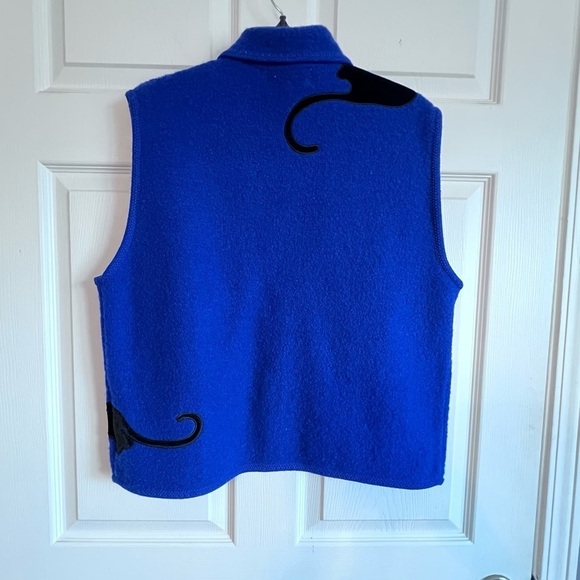 Lisa International Vintage Black Panther Blue Vest 100% Boiled Wool Size XLarge - Picture 5 of 15